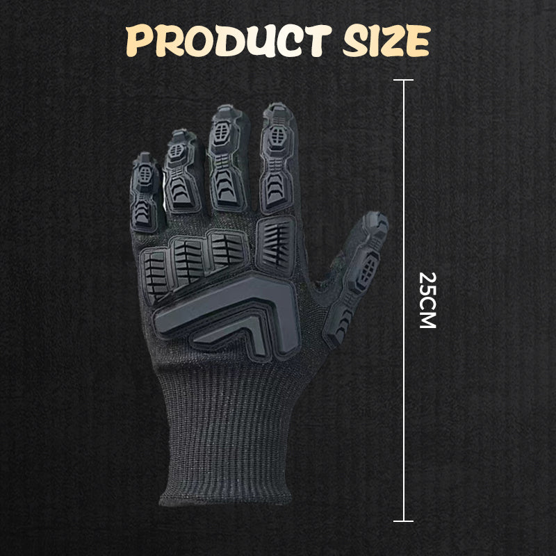 Arenzza Level 5 cut-resistant safety gloves for outdoor work and adventure, showing black protective gloves with reinforced palms.
