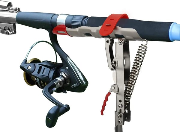 Arenzza automatic fishing rod holder in black, designed for sports and outdoor fishing, with a sleek, sturdy build and adjustable features.