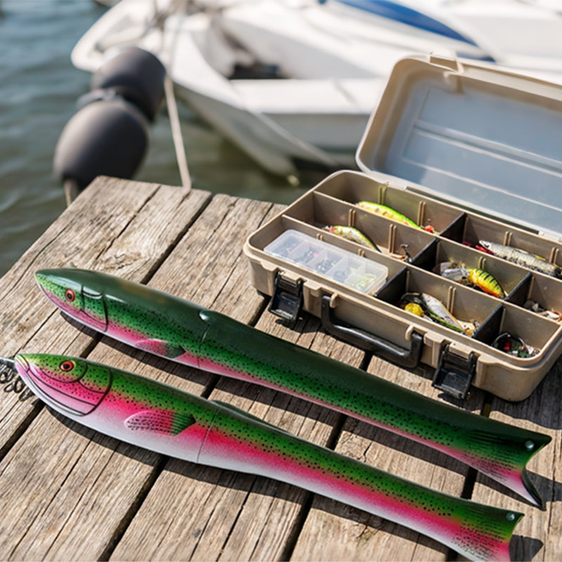 Arenzza fish-shaped telescopic fishing rod and reel combo for outdoor fishing, featuring a compact design and sturdy build.