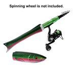 Arenzza fish-shaped telescopic fishing rod and reel combo for outdoor fishing, featuring a compact, lightweight design.