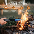 Arenzza Creative Rocket Fidget Lighter with sleek black design, compact and portable, ideal for outdoor and sports activities.