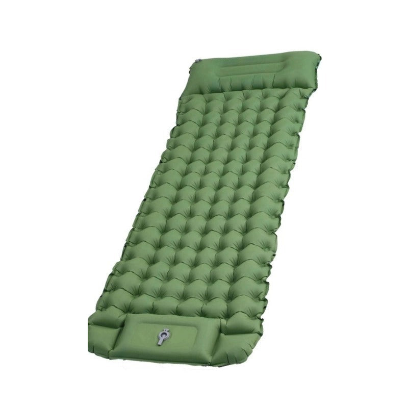 Aarenza lightweight portable air mattress for outdoor use, shown deflated with a soft surface and compact design for camping and travel.