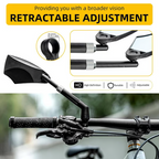 Arenzza 360° adjustable bicycle rear view mirror attached to handlebars, showing a clear reflective surface for cyclist safety.