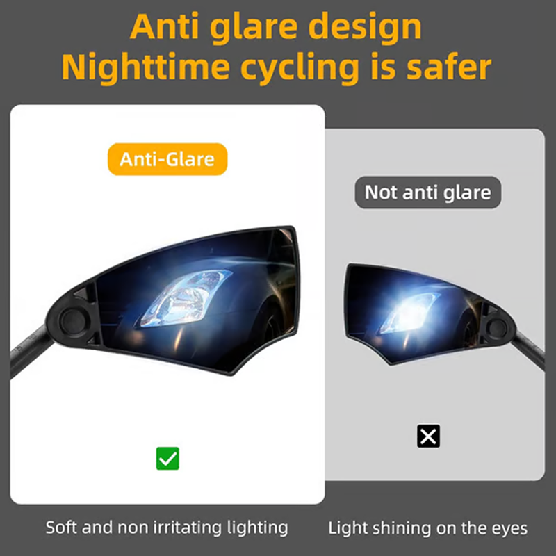 Arenzza 360° adjustable bicycle rear view mirror attached to handlebars, showing clear reflection and sleek design for outdoor cycling.