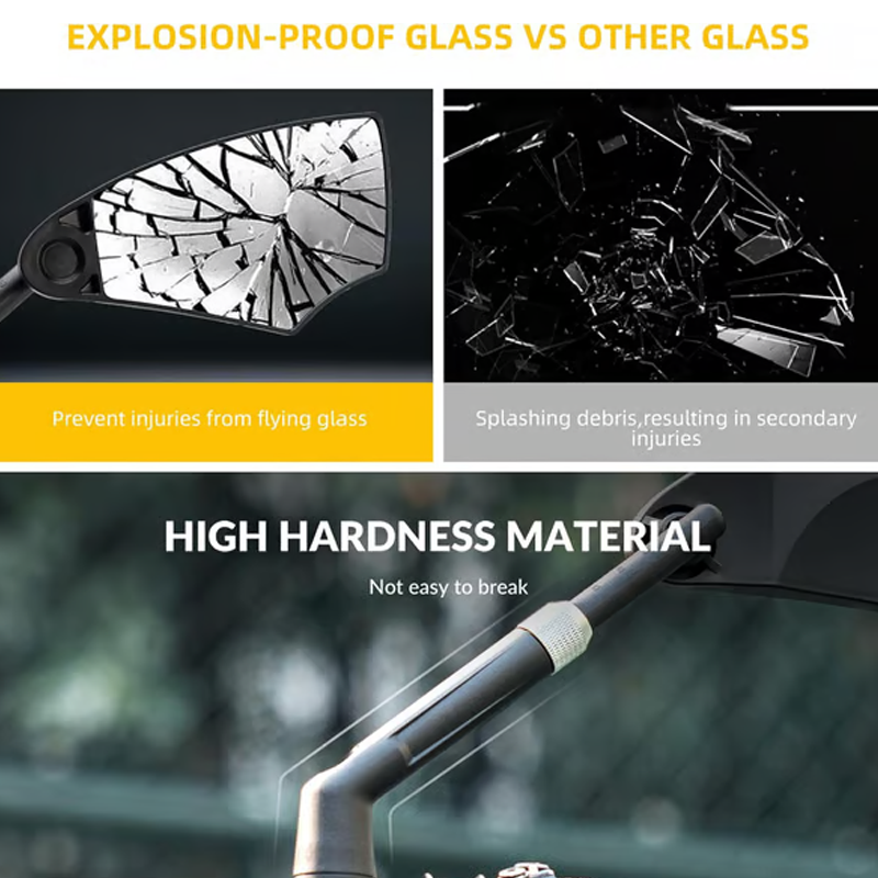 Arenzza 360° adjustable bicycle rear view mirror mounted on handlebars, reflecting the road behind for cycling safety.