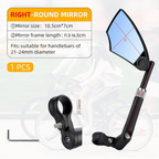 Arenzza 360° adjustable bicycle rear view mirror mounted on handlebars, showing reflective surface for enhanced cycling safety.