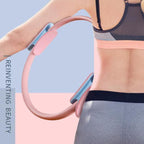 Arenzza Pilates Ring Personal Trainer for fitness, showing a close-up of the black and red exercise ring on a white background.