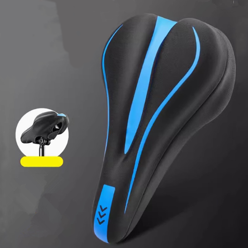 Arenzza high-elastic silicone bike saddle cover on a bicycle seat, designed for outdoor cycling protection and comfort.