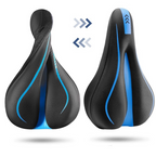 Aarenza high-elastic silicone bike saddle cover in black, designed for outdoor cycling, shown fitted over a bicycle saddle.