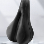 Arenzza high-elastic silicone bike saddle cover fitted over a bike saddle, showing its flexible, waterproof design for outdoor cycling.