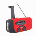 Arenzza multifunctional portable solar emergency radio with digital display, solar panel, and multiple charging ports for outdoor use.