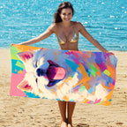 Arenzza 2-in-1 printed beach towel backpack with vibrant design, combining a towel and backpack for sports and outdoor activities.
