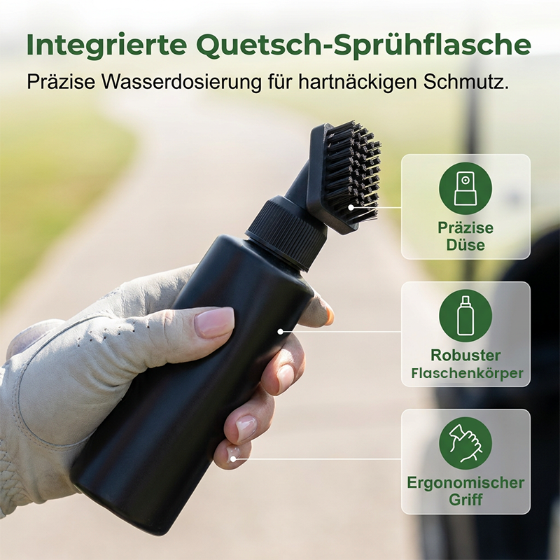 Arenzza golf club cleaning brush set with squeeze spray bottle and microfiber waffle towel for outdoor sports cleaning.