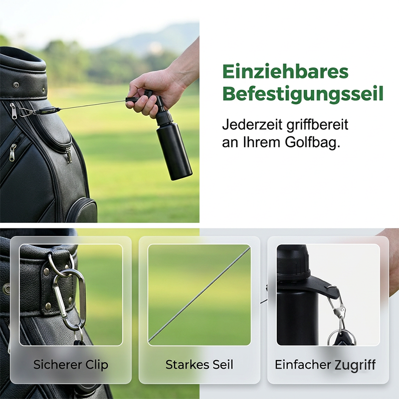 Arenzza golf club cleaning brush set with squeeze spray bottle and microfiber waffle towel for outdoor golf cleaning.