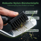 Arenzza golf club cleaning brush set with squeeze spray bottle and microfiber waffle towel for outdoor golf cleaning.