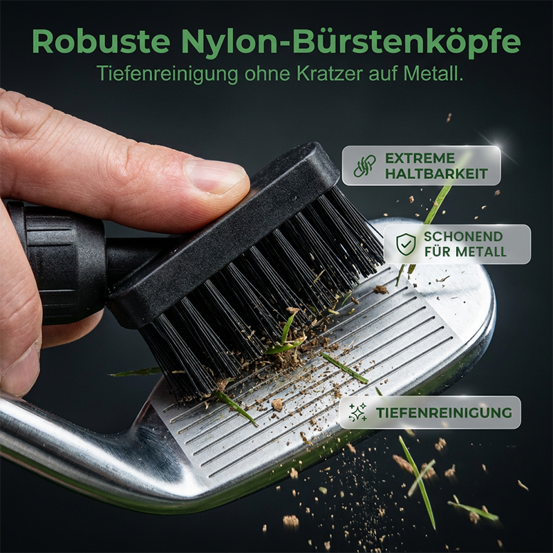 Arenzza golf club cleaning brush set with squeeze spray bottle and microfiber waffle towel for outdoor golf cleaning.