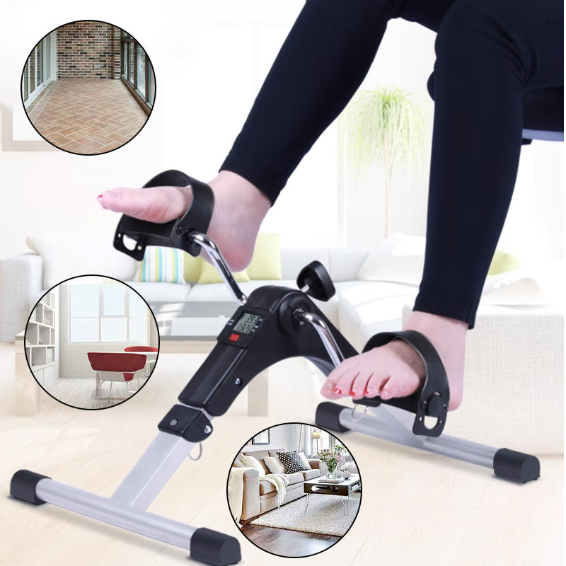 Arenzza mini folding pedal exerciser for under-desk use, compact fitness device with adjustable resistance for seated exercise.