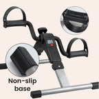Arenzza mini folding pedal exerciser for under desk use, compact black portable fitness equipment with adjustable pedals.