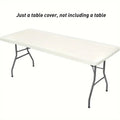 Aarenzza fitted spandex table cover on a rectangular table, showcasing smooth, snug fit for sports and outdoor events.