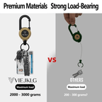Arenzza retractable carabiner keychain with 65cm steel lanyard, lightweight and sturdy for outdoor sports and outdoor use.