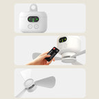 Arenzza rechargeable ceiling fan with LED lights, compact design, suitable for outdoor use and portable cooling.