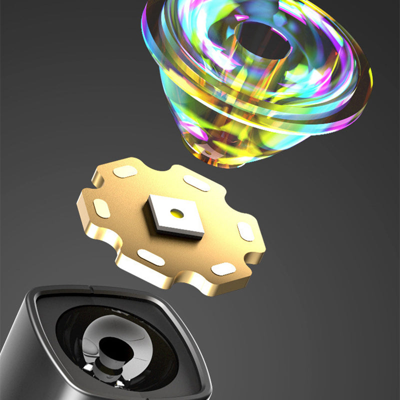 Arenzza LED rechargeable ear headlamp worn on a runner's head, providing hands-free illumination for night outdoor activities.