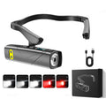 Arenzza LED rechargeable ear headlamp worn on head, lightweight, hands-free design ideal for running and outdoor night activities.