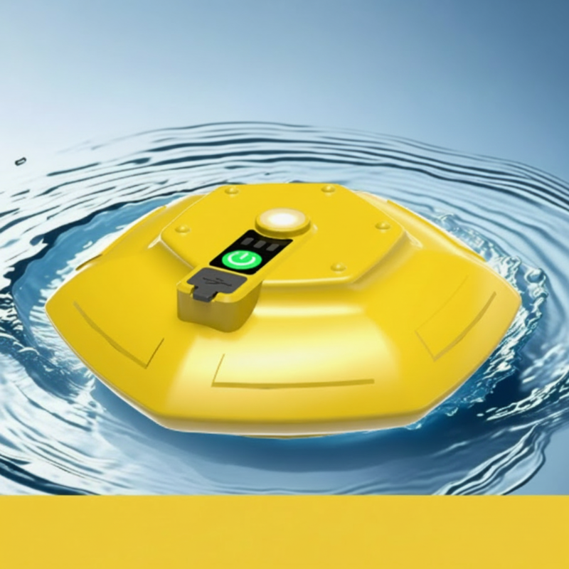 Arenzza floating and rechargeable bait bucket aerator with control panel, designed for outdoor fishing activities.