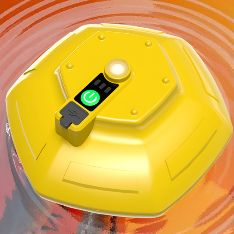 Arenzza floating and rechargeable bait bucket aerator with control buttons and vents, designed for outdoor fishing use.