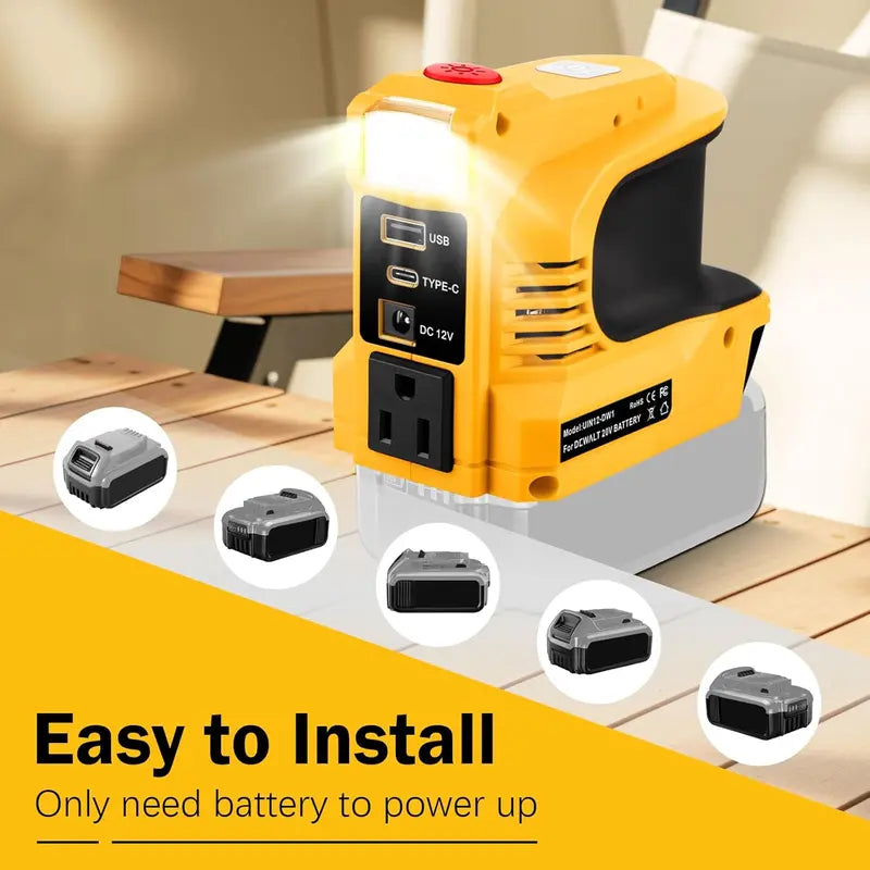 Arenzza compact DC to AC inverter for cars and outdoor use, with multiple outlets and portable design.