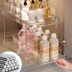 Arenzza acrylic pull-out storage organizer with multiple compartments for efficient kitchen or office organization.