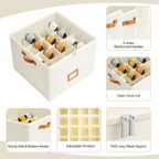 Arenzza fabric shoe organizer storage box with multiple compartments for organizing shoes in a closet or wardrobe.