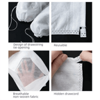 Arenzza reusable drawstring shoe storage bags with breathable fabric and black drawstrings for organizing footwear.