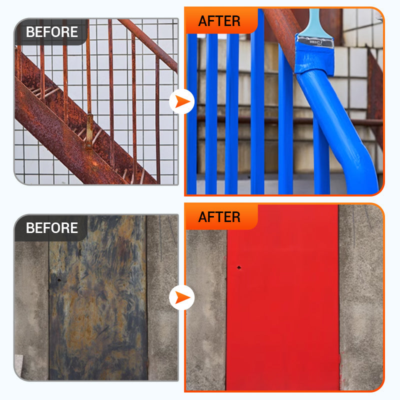 Arenzza rust converter paint storage and organizer container with a clear label, designed for storing rust treatment products.