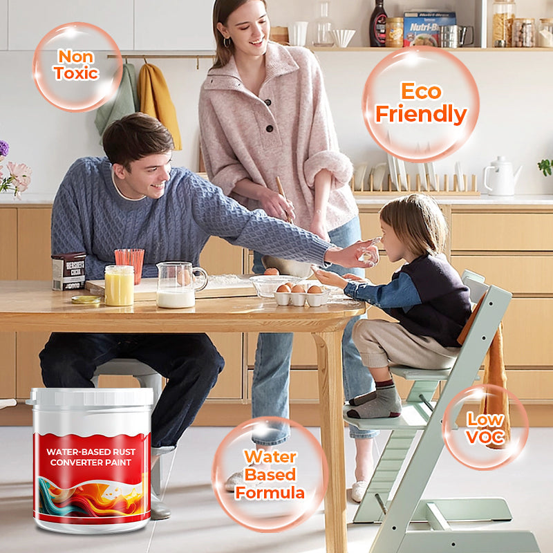 Arenzza water-based rust converter paint container for storage and organization, featuring a white lid and label design.