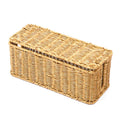 Hand woven rattan cable organizer box with lid, storage and organizer by Arenzza, featuring a natural woven design.