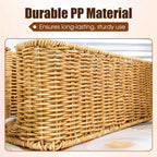Arenzza hand-woven rattan cable organizer box with lid, natural storage container for organizing cables and small items.