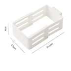 Arenzza adjustable fridge organizer divider showing clear plastic sections for customizable refrigerator storage.