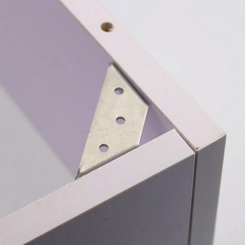 Arenzza universal stainless steel furniture corner connector used for securing and reinforcing furniture joints.