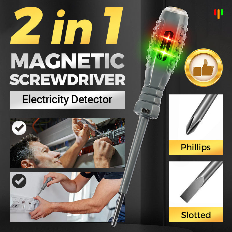 Arenzza 2-in-1 high torque magnetic screwdriver and electricity detector tool with ergonomic handle and magnetic tip.