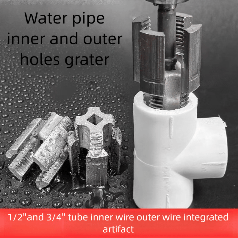 Arenzza 1/2'' and 3/4'' water pipe threader set showing internal and external threading tools for plumbing applications.