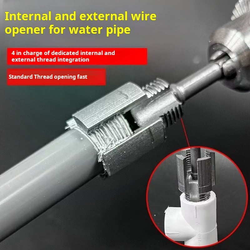 Arenzza water pipe threader with 1/2" and 3/4" internal and external threading tools for plumbing and garden use.