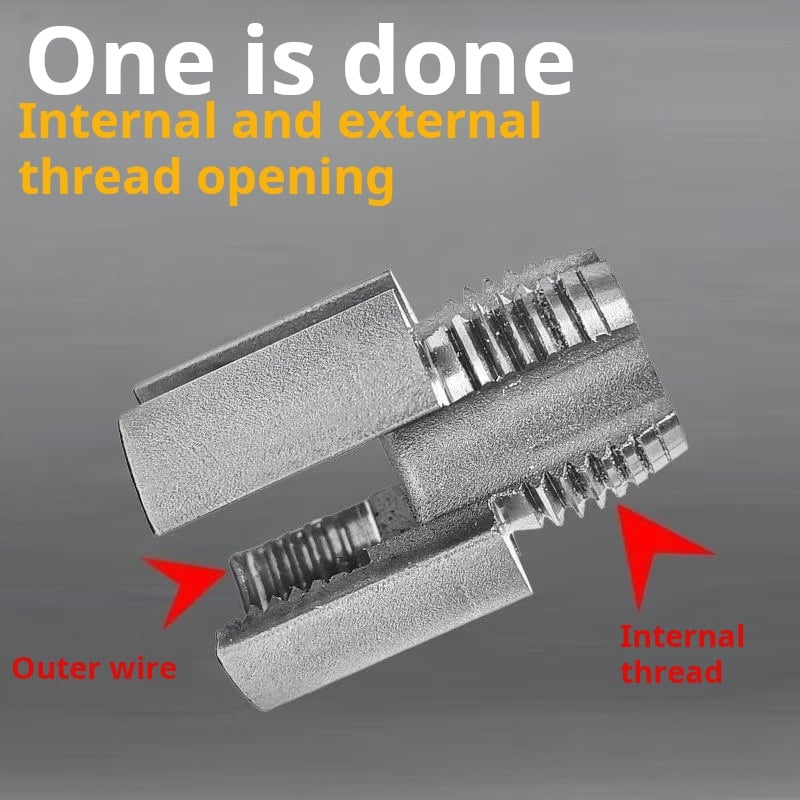 Arenzza water pipe threader tool for 1/2" and 3/4" pipes, with internal and external threading features for plumbing work.