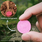 Arenzza universal slow-release organic fertilizer tablets for home gardening, shown in a garden setting with tablets ready for use.