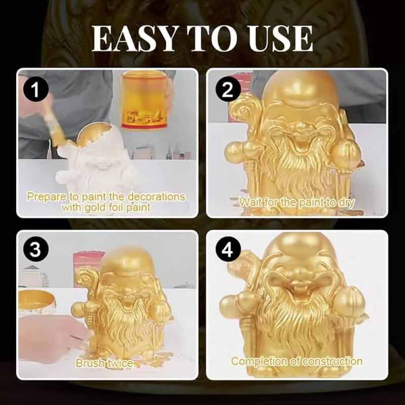 Arenzza water-based glitter bronzing paint jar, vibrant gold shimmer, with a brush applicator, suitable for body or face decoration.
