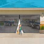 Aarenza 2-pack bug-proof garage door screens for tools and garden, showing mesh screens with frame edges in a garage setting.