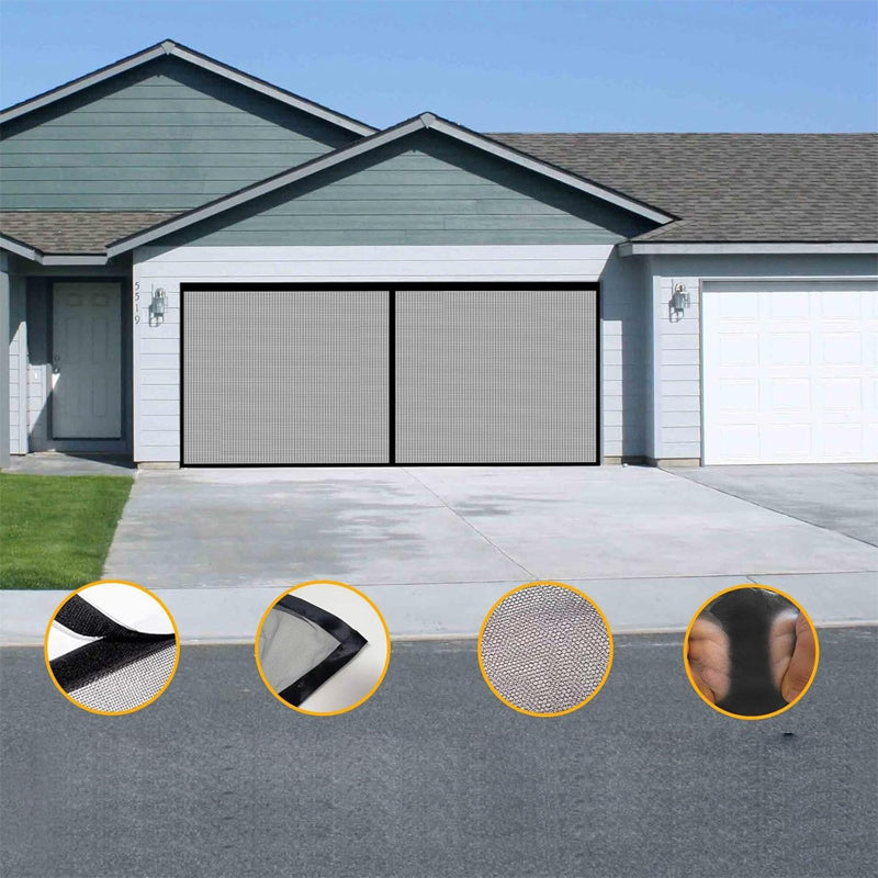 Arenzza 2-pack bug-proof garage door screen set with mesh screens and frame for pest protection in tools and garden.