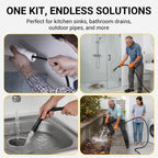 Arenzza high-pressure sewer jetter hose with nozzle, flexible durable tool for pipeline and sewer cleaning, anti-kink design.