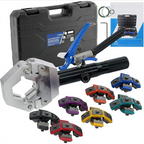 Arenzza portable hydraulic hose crimper kit with handles and crimping dies for hydraulic hose fittings, part of tools and garden equipment.
