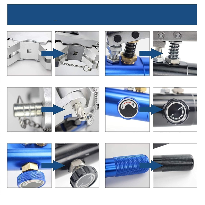 Arenzza portable hydraulic hose crimper kit with handles and hydraulic pump for crimping hoses, suitable for tools and garden use.